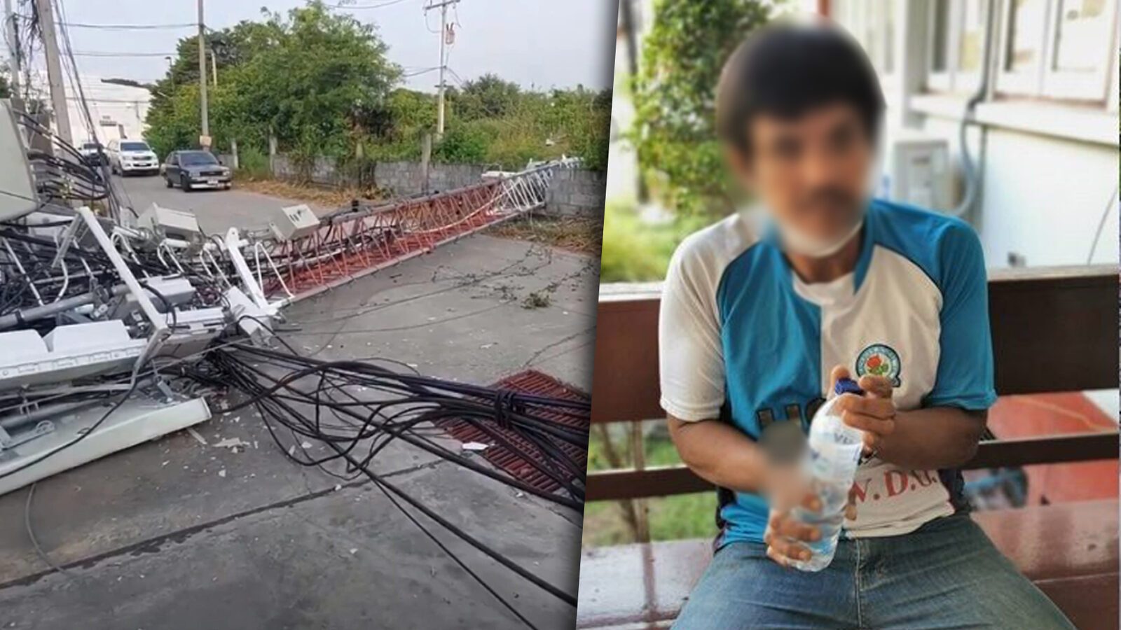 รวบแล้ว! โจรถอดน็อตเสาส่งสัญญาณ โค่นพังทับรถชาวบ้าน เสียหายนับล้าน